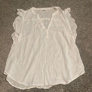 Old Navy White Ruffle Sleeve Blouse